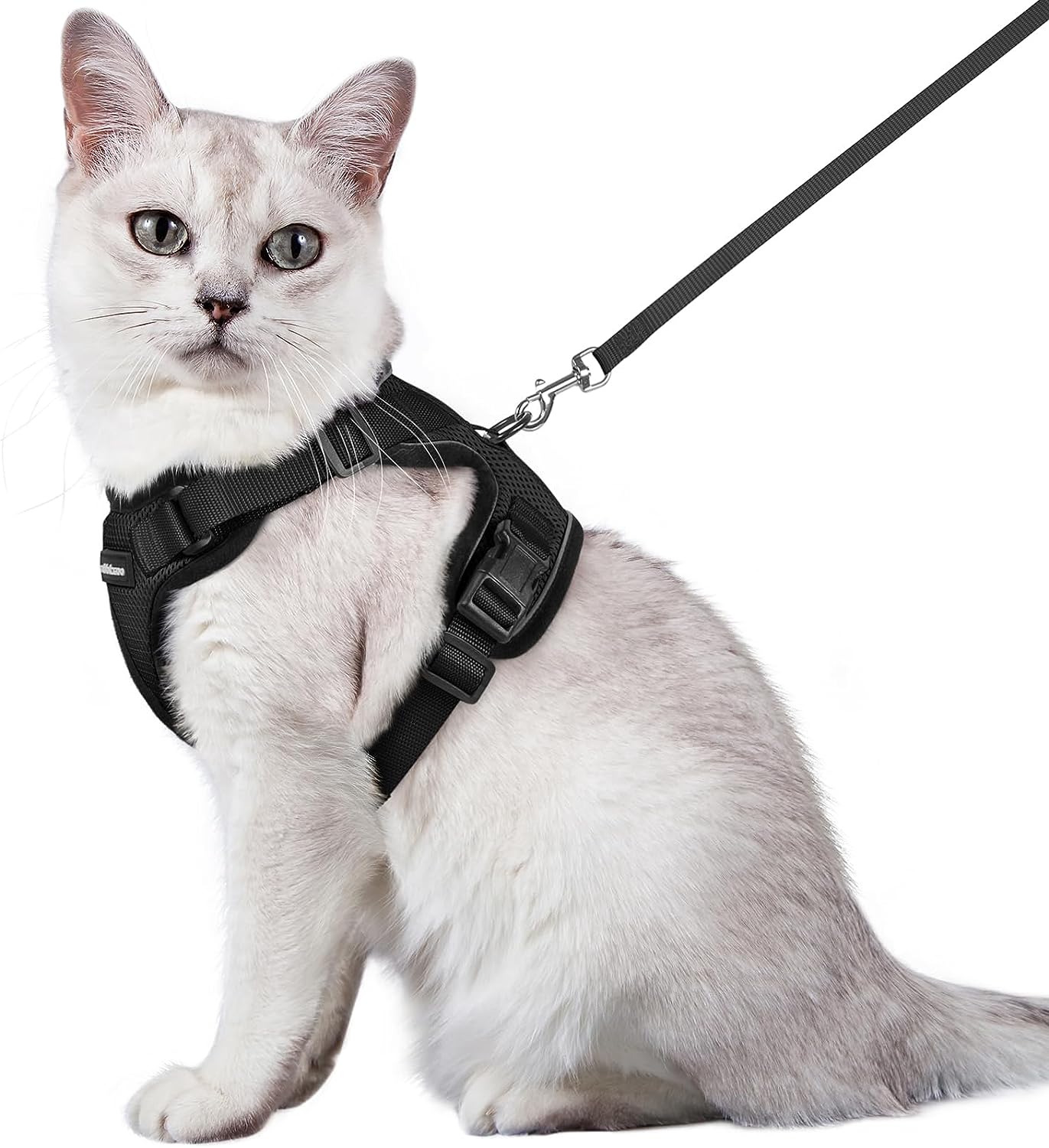 Cat Harness and Leash for Walking, Escape Proof Soft Adjustable Vest Harnesses for Cats, Easy Control Breathable Reflective Strips Jacket, Black, XS
