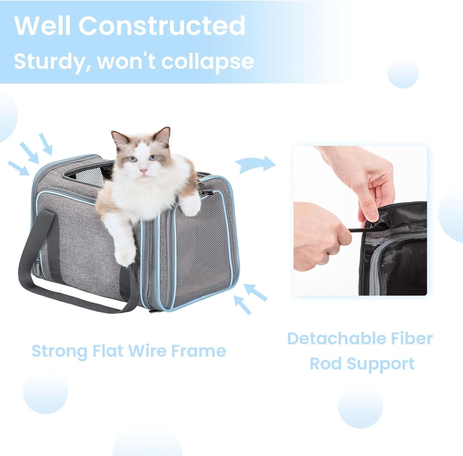 Compact & Expandable Soft-Sided Pet Carrier - Ideal for Small Pets